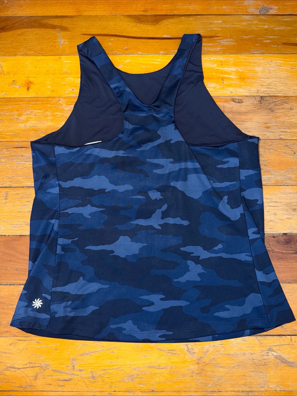Athleta Blue Camouflage Racerback Tank Activewear Sz M (no padding) - Picture 6 of 7